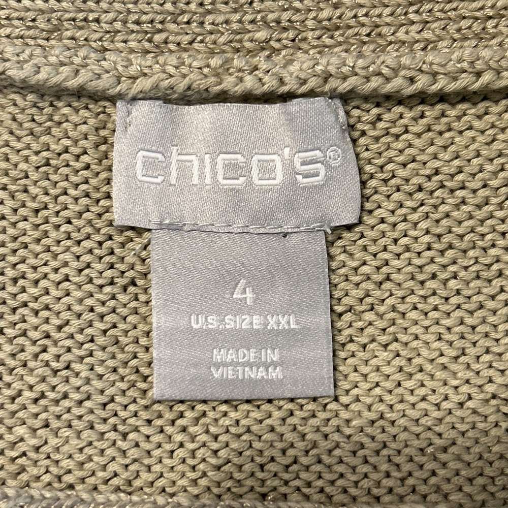 Chicos Womens Beige Linen Blend Knit Sweater Beaded Accent On Sleeve Size 4 XXL - Picture 5 of 6